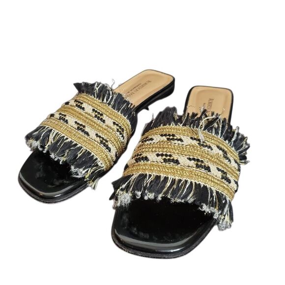 Robertson Madison Handcrafted Fringe Chrissie Slide Sandal Corda Nero Size 10/US - Picture 12 of 12